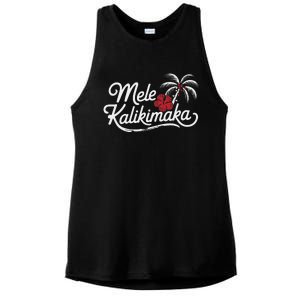 Mele Kalikimaka Tropical Christmas Ladies PosiCharge Tri-Blend Wicking Tank