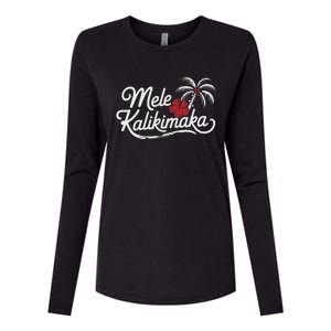 Mele Kalikimaka Tropical Christmas Womens Cotton Relaxed Long Sleeve T-Shirt