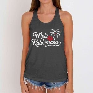 Mele Kalikimaka Tropical Christmas Women's Knotted Racerback Tank