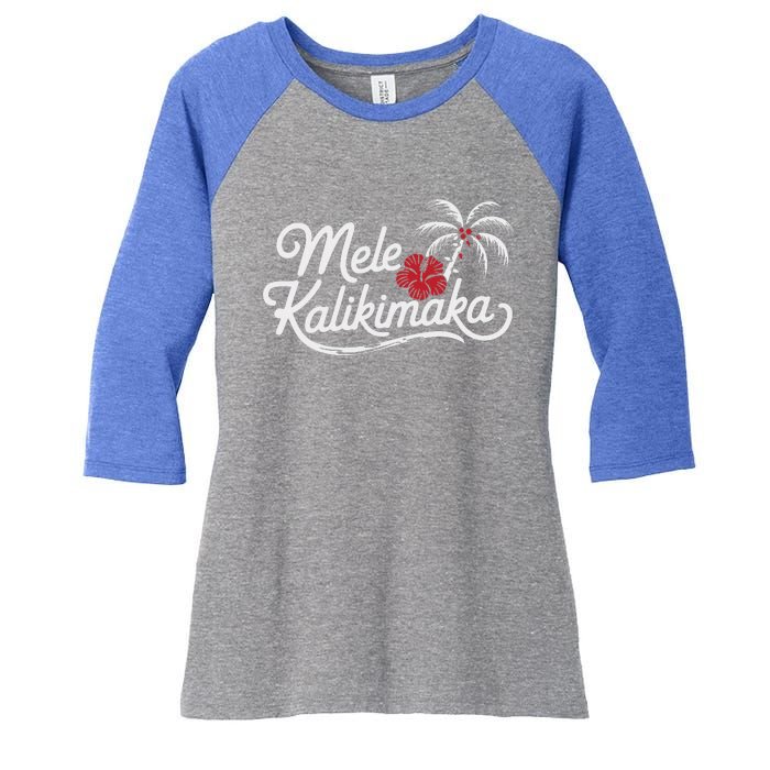 Mele Kalikimaka Tropical Christmas Women's Tri-Blend 3/4-Sleeve Raglan Shirt