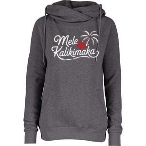 Mele Kalikimaka Tropical Christmas Womens Funnel Neck Pullover Hood