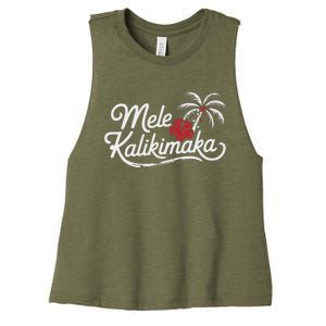 Mele Kalikimaka Tropical Christmas Women's Racerback Cropped Tank