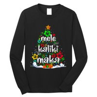 Mele Kalikimaka Tropical Christmas Hawaiian Santa Xmas Tree Long Sleeve Shirt