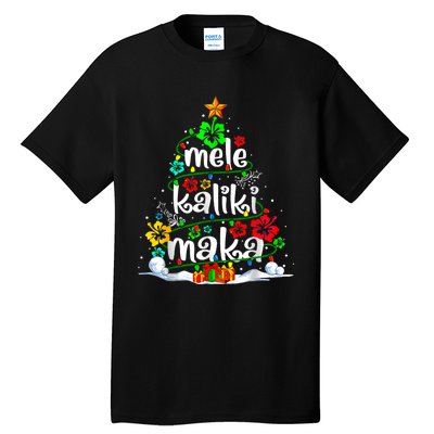 Mele Kalikimaka Tropical Christmas Hawaiian Santa Xmas Tree Tall T-Shirt