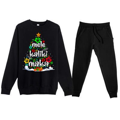 Mele Kalikimaka Tropical Christmas Hawaiian Santa Xmas Tree Premium Crewneck Sweatsuit Set