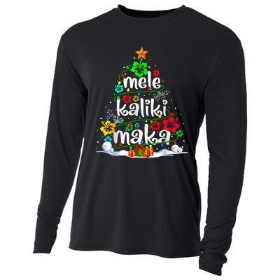 Mele Kalikimaka Tropical Christmas Hawaiian Santa Xmas Tree Cooling Performance Long Sleeve Crew