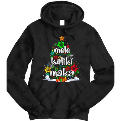 Mele Kalikimaka Tropical Christmas Hawaiian Santa Xmas Tree Tie Dye Hoodie