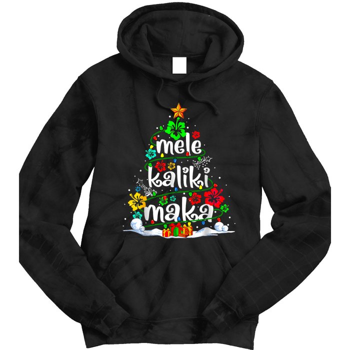 Mele Kalikimaka Tropical Christmas Hawaiian Santa Xmas Tree Tie Dye Hoodie