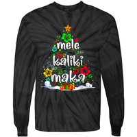 Mele Kalikimaka Tropical Christmas Hawaiian Santa Xmas Tree Tie-Dye Long Sleeve Shirt