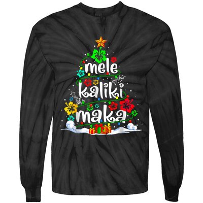 Mele Kalikimaka Tropical Christmas Hawaiian Santa Xmas Tree Tie-Dye Long Sleeve Shirt