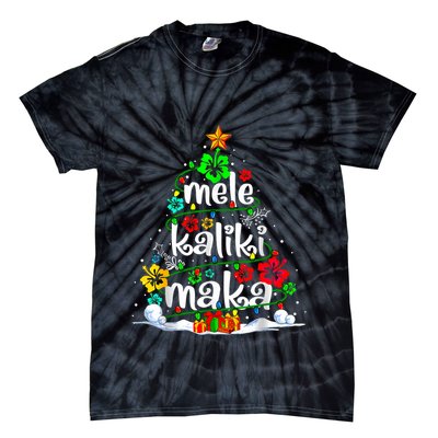 Mele Kalikimaka Tropical Christmas Hawaiian Santa Xmas Tree Tie-Dye T-Shirt