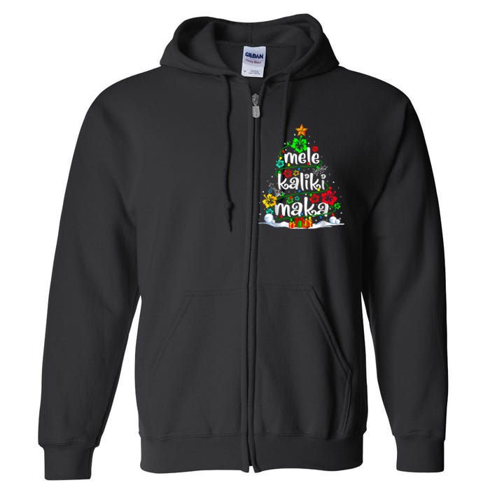 Mele Kalikimaka Tropical Christmas Hawaiian Santa Xmas Tree Full Zip Hoodie