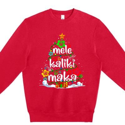 Mele Kalikimaka Tropical Christmas Hawaiian Santa Xmas Tree Premium Crewneck Sweatshirt