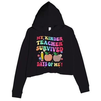 My Kindergarten Teacher Survived 100 Days Of Me Fun School Funny Gift Crop Fleece Hoodie