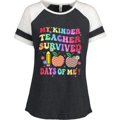 My Kindergarten Teacher Survived 100 Days Of Me Fun School Funny Gift Enza Ladies Jersey Colorblock Tee