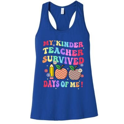 My Kindergarten Teacher Survived 100 Days Of Me Fun School Funny Gift Women's Racerback Tank