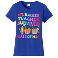 My Kindergarten Teacher Survived 100 Days Of Me Fun School Funny Gift Women's T-Shirt