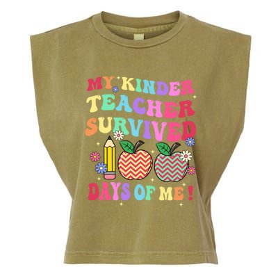 My Kindergarten Teacher Survived 100 Days Of Me Fun School Funny Gift Garment-Dyed Women's Muscle Tee