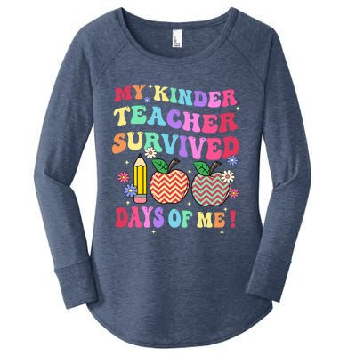 My Kindergarten Teacher Survived 100 Days Of Me Fun School Funny Gift Women's Perfect Tri Tunic Long Sleeve Shirt