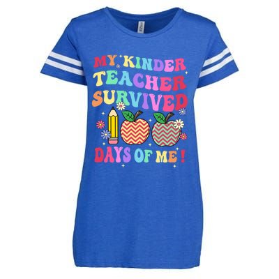 My Kindergarten Teacher Survived 100 Days Of Me Fun School Funny Gift Enza Ladies Jersey Football T-Shirt