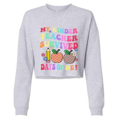 My Kindergarten Teacher Survived 100 Days Of Me Fun School Funny Gift Cropped Pullover Crew