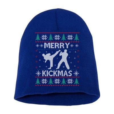 Merry Kickmas Taekwondo Christmas Ugly Sweater Xmas Funny Gift Short Acrylic Beanie