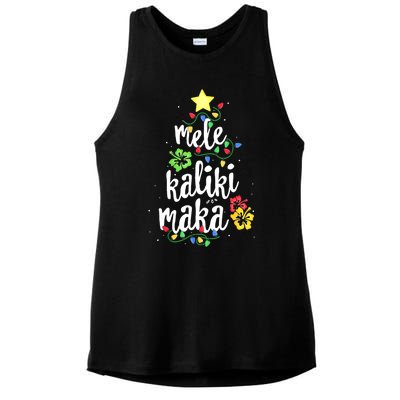 Mele Kalikimaka Tropical Christmas Hawaiian Santa Xmas Tree Ladies PosiCharge Tri-Blend Wicking Tank