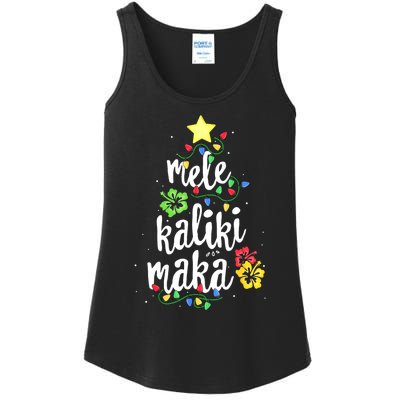 Mele Kalikimaka Tropical Christmas Hawaiian Santa Xmas Tree Ladies Essential Tank