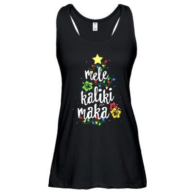 Mele Kalikimaka Tropical Christmas Hawaiian Santa Xmas Tree Ladies Essential Flowy Tank