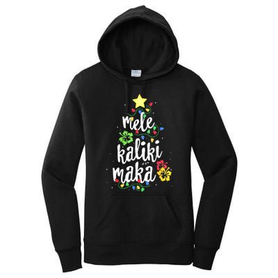 Mele Kalikimaka Tropical Christmas Hawaiian Santa Xmas Tree Women's Pullover Hoodie