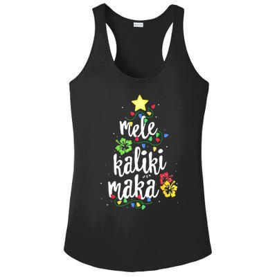 Mele Kalikimaka Tropical Christmas Hawaiian Santa Xmas Tree Ladies PosiCharge Competitor Racerback Tank