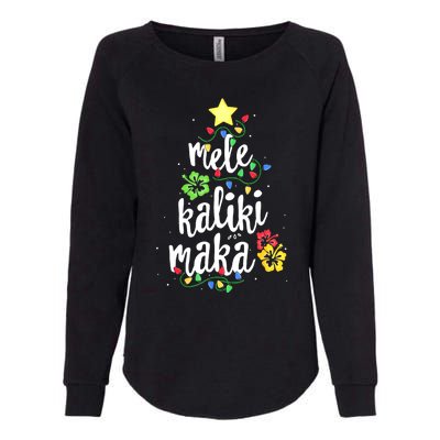 Mele Kalikimaka Tropical Christmas Hawaiian Santa Xmas Tree Womens California Wash Sweatshirt