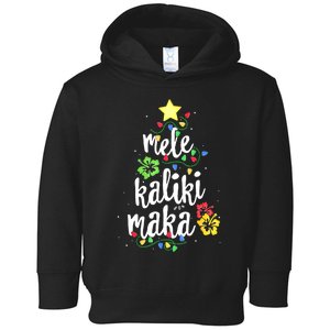 Mele Kalikimaka Tropical Christmas Hawaiian Santa Xmas Tree Toddler Hoodie