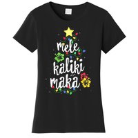 Mele Kalikimaka Tropical Christmas Hawaiian Santa Xmas Tree Women's T-Shirt