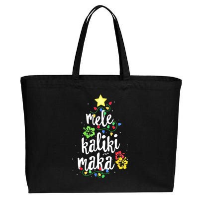 Mele Kalikimaka Tropical Christmas Hawaiian Santa Xmas Tree Cotton Canvas Jumbo Tote