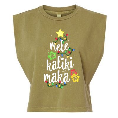 Mele Kalikimaka Tropical Christmas Hawaiian Santa Xmas Tree Garment-Dyed Women's Muscle Tee