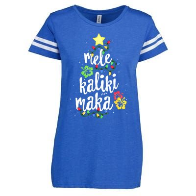 Mele Kalikimaka Tropical Christmas Hawaiian Santa Xmas Tree Enza Ladies Jersey Football T-Shirt