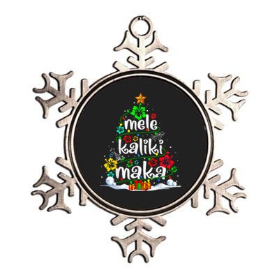 Mele Kalikimaka Tropical Christmas Hawaiian Santa Xmas Tree Metallic Star Ornament