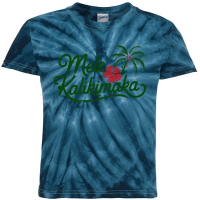 Mele Kalikimaka Tropical Christmas Hawaiian Xmas Kids Tie-Dye T-Shirt