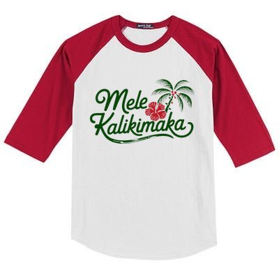 Mele Kalikimaka Tropical Christmas Hawaiian Xmas Kids Colorblock Raglan Jersey