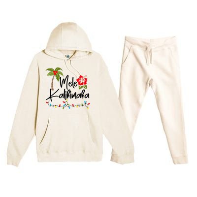 Mele Kalikimaka Tropical Christmas Hawaiian Xmas Premium Hooded Sweatsuit Set