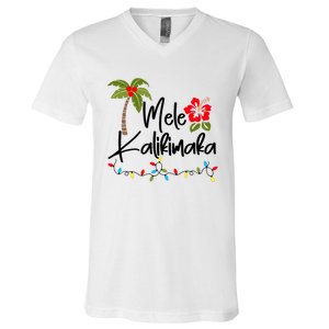 Mele Kalikimaka Tropical Christmas Hawaiian Xmas V-Neck T-Shirt