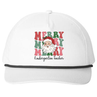 Merry Kindergarten Teacher Retro Groovy Santa Face Christmas Funny Gift Snapback Five-Panel Rope Hat