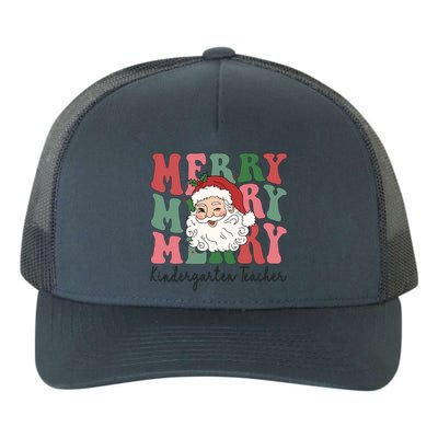 Merry Kindergarten Teacher Retro Groovy Santa Face Christmas Funny Gift Yupoong Adult 5-Panel Trucker Hat