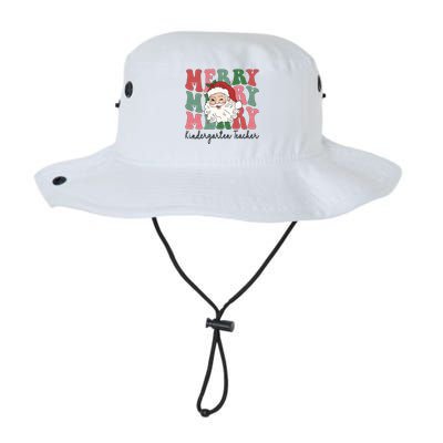 Merry Kindergarten Teacher Retro Groovy Santa Face Christmas Funny Gift Legacy Cool Fit Booney Bucket Hat