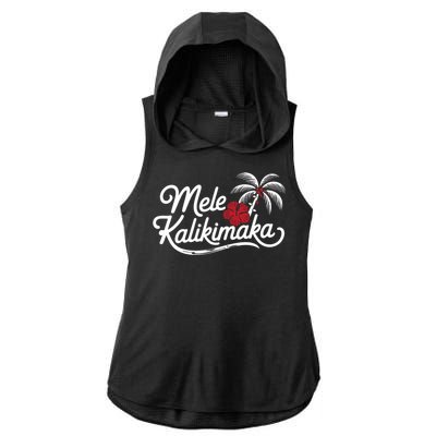 Mele Kalikimaka Tropical Christmas Hawaiian Xmas Design Ladies PosiCharge Tri-Blend Wicking Draft Hoodie Tank