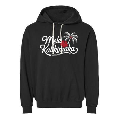 Mele Kalikimaka Tropical Christmas Hawaiian Xmas Design Garment-Dyed Fleece Hoodie