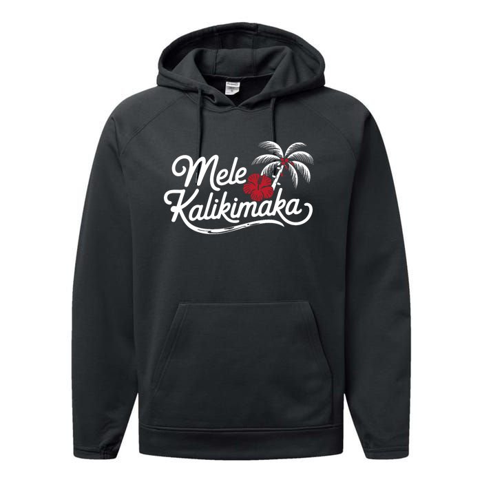 Mele Kalikimaka Tropical Christmas Hawaiian Xmas Design Performance Fleece Hoodie