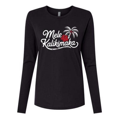 Mele Kalikimaka Tropical Christmas Hawaiian Xmas Design Womens Cotton Relaxed Long Sleeve T-Shirt