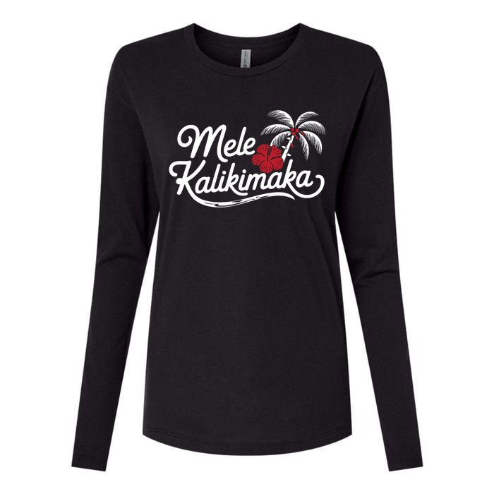 Mele Kalikimaka Tropical Christmas Hawaiian Xmas Design Womens Cotton Relaxed Long Sleeve T-Shirt